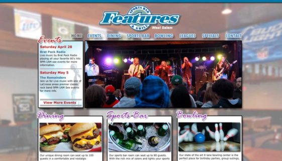 The BLÜ Group partners with Features Sports Bar & Grill and creates a new website for them.
