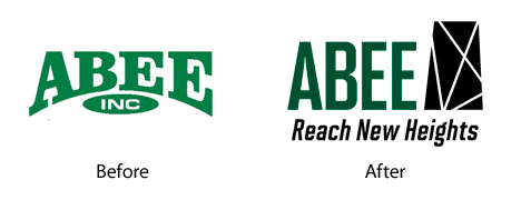 ABEE logo before and after