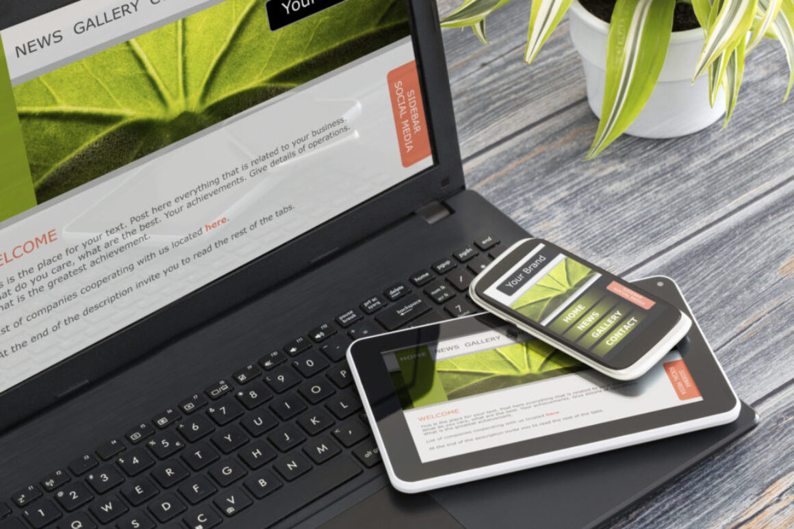 Responsive web design on mobile devices phone, laptop and tablet pc
