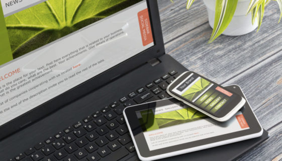 Responsive web design on mobile devices phone, laptop and tablet pc