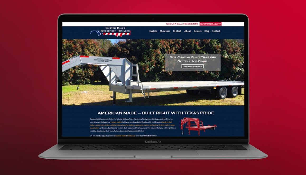 The BLÜ Group website design for Custom Built Gooseneck Trailers (trailer manufacturer).