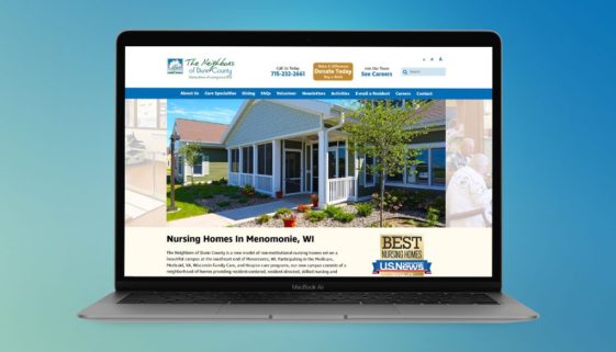 The BLÜ Group website design for The Neighbors of Dunn County (nursing home).