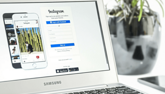 Instagram website pulled up on a laptop