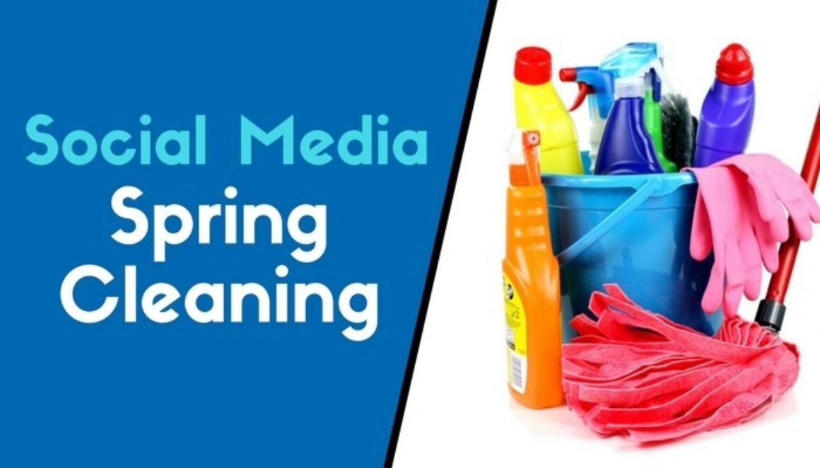 Cleaning products with the words Social Media Spring Cleaning