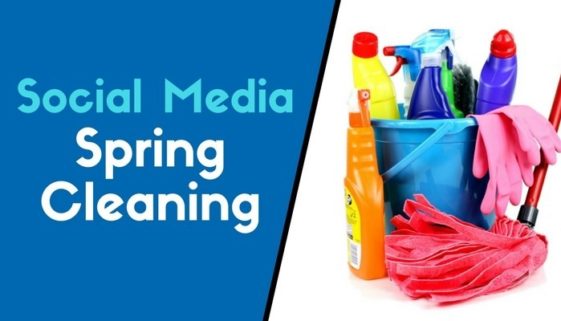 Cleaning products with the words Social Media Spring Cleaning