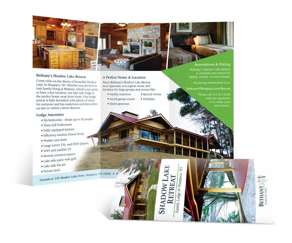 The BLU Group Client Work: Bethany - Shadow Lake Tri-Fold Brochure