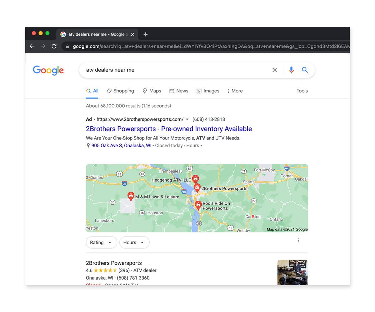 The BLÜ Group Client Work: 2Brothers Powersports Google Ads