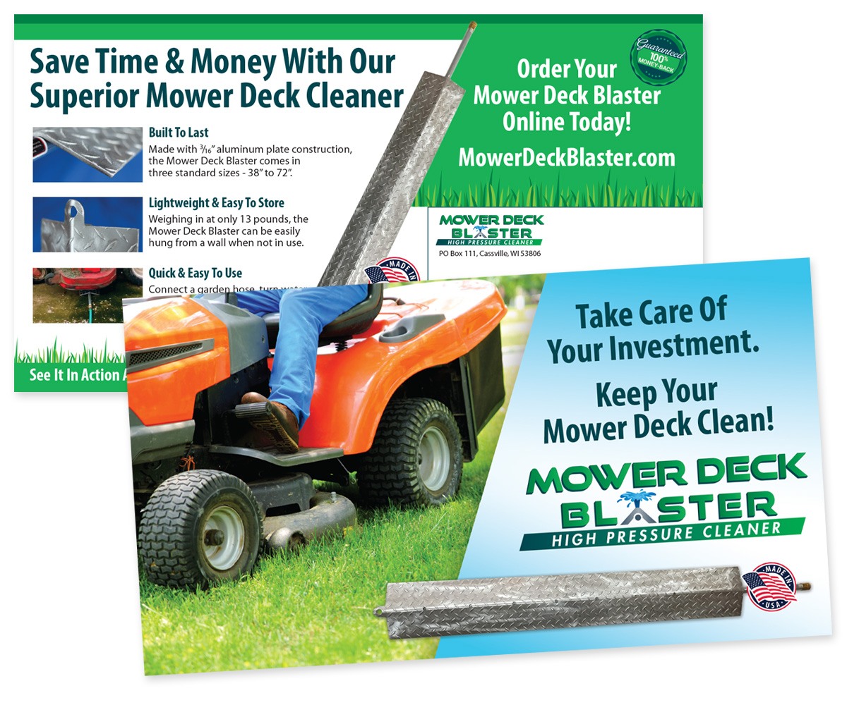 The BLÜ Group Client Work: Mower Deck Blaster - High Pressure Cleaner - Direct Mail